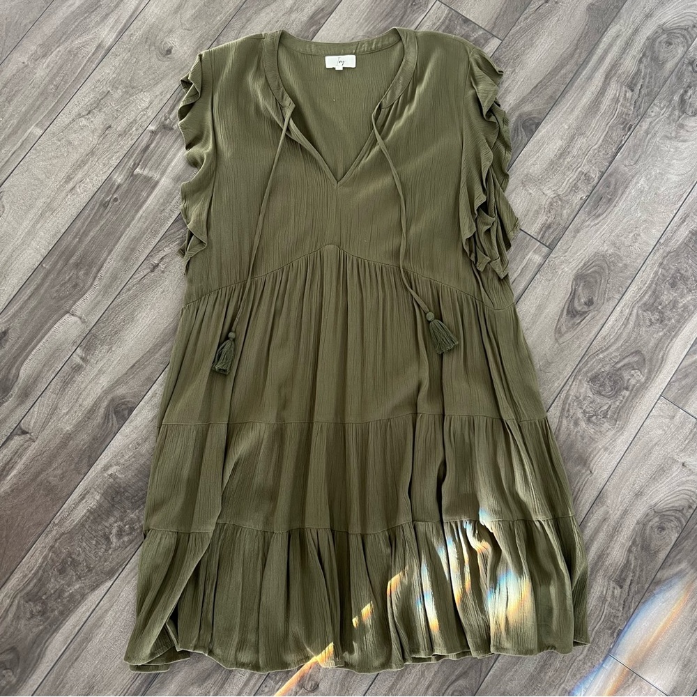 Olive Green Women's Dress - Size L